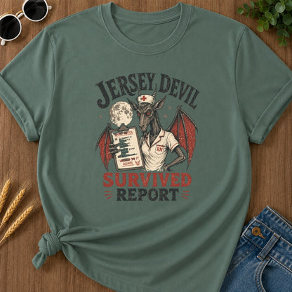 Survived Report T-shirt - Blue Spruce Mockup