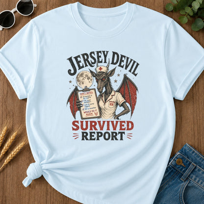 Survived Report T-shirt - Chambray Mockup