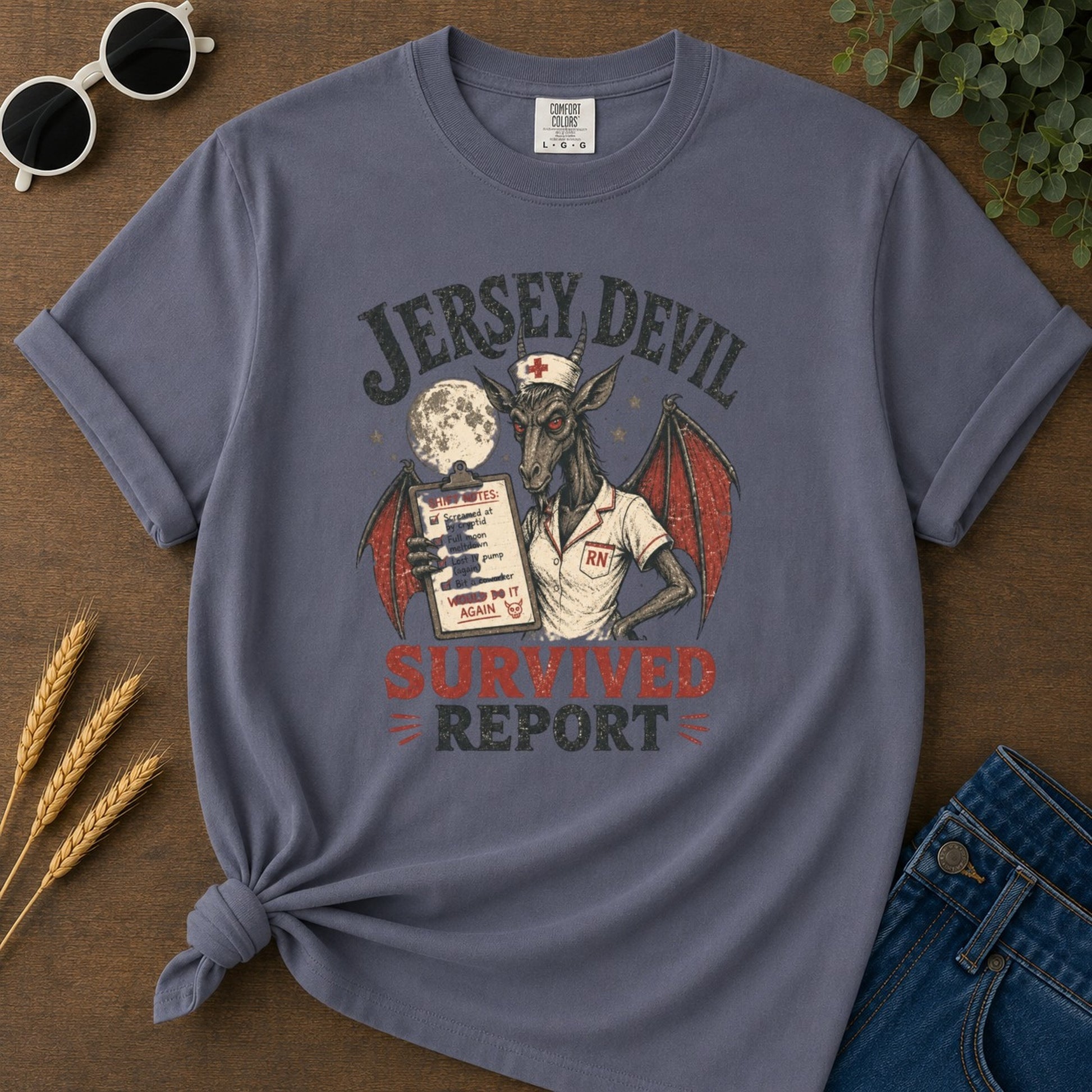 Survived Report T-shirt - Navy Mockup