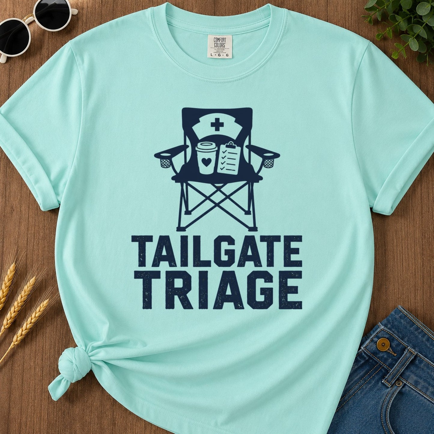 Tailgate Triage T-shirt - Chalky Mint Mockup