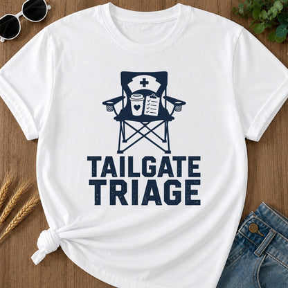Tailgate Triage T-shirt - White Mockup