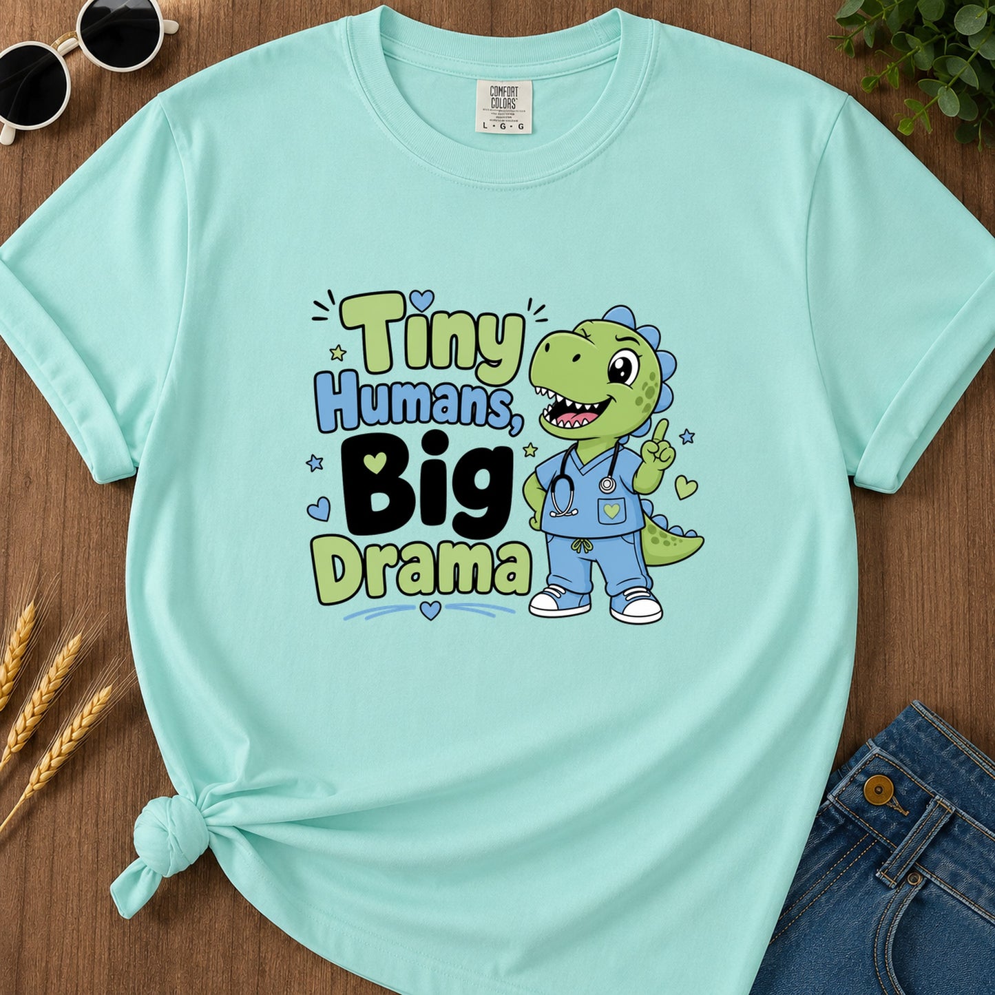Tiny Humans T-Shirt - Chalky Mint