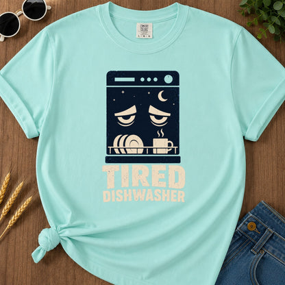 Tired Dishwasher T-shirt - Chalky Mint Mockup