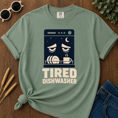 Tired Dishwasher T-shirt - Light Green Mockup