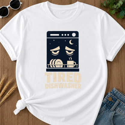 Tired Dishwasher T-shirt - White Mockup