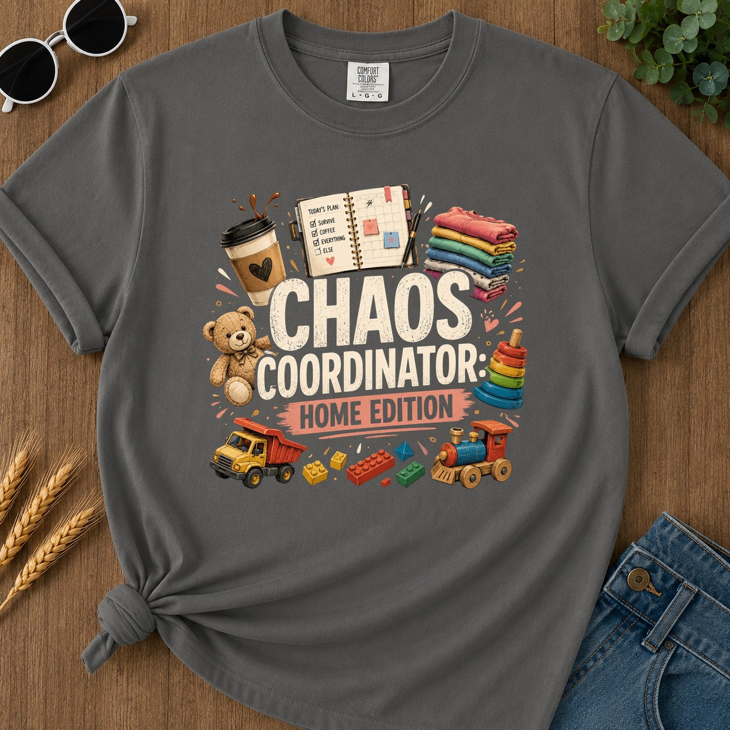 Todays Plan Survive Coffee Everything Else Home Edition T-Shirt - Pepper
