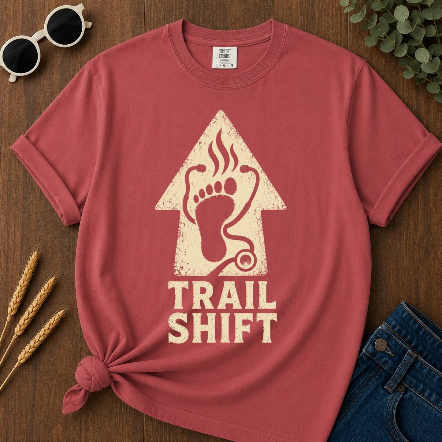 Trail Shift T-shirt - Crimson Mockup