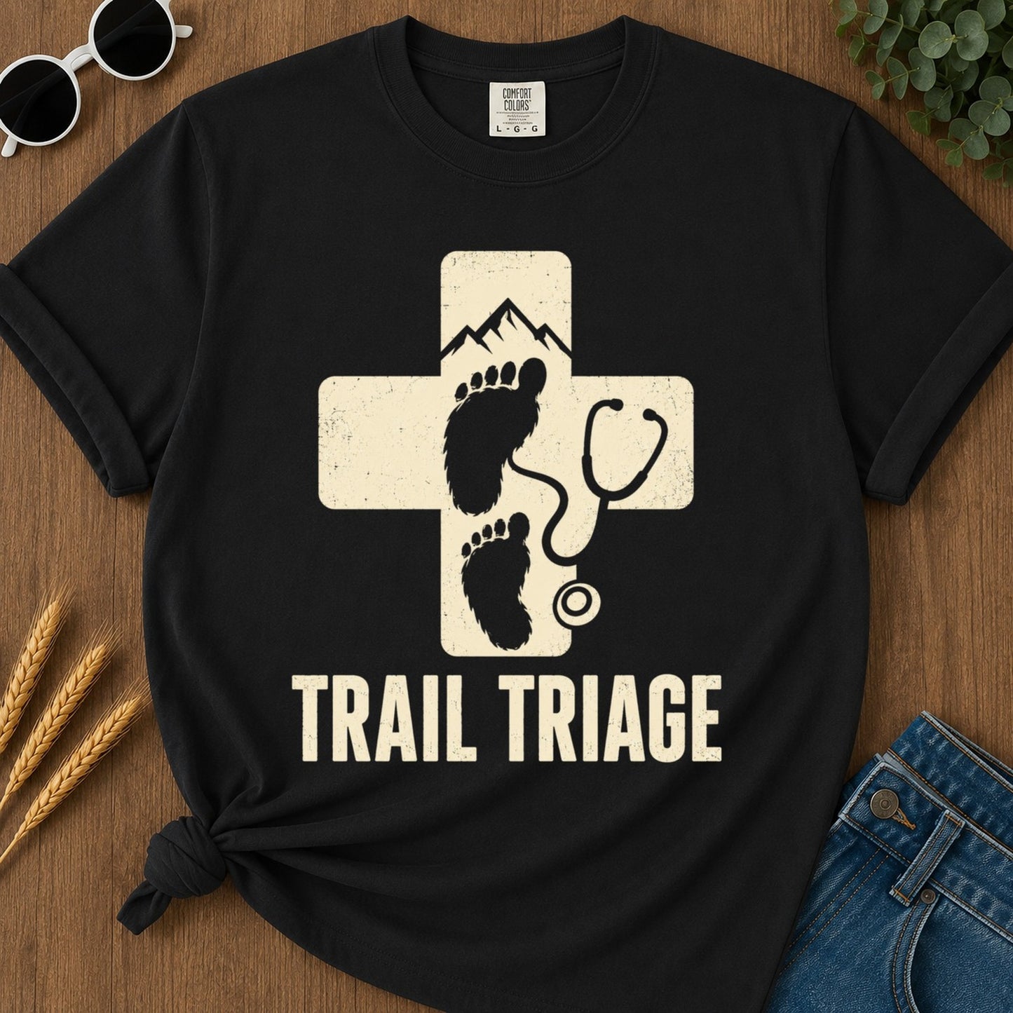 Trail Triage T-shirt - Black Mockup