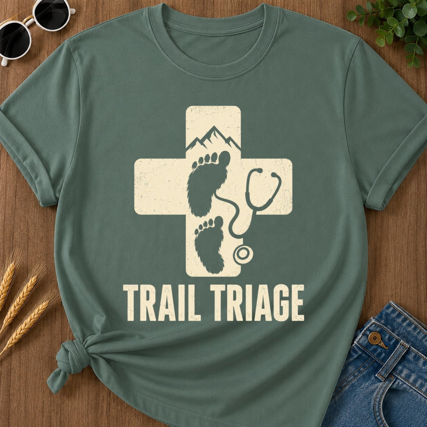 Trail Triage T-shirt - Blue Spruce Mockup