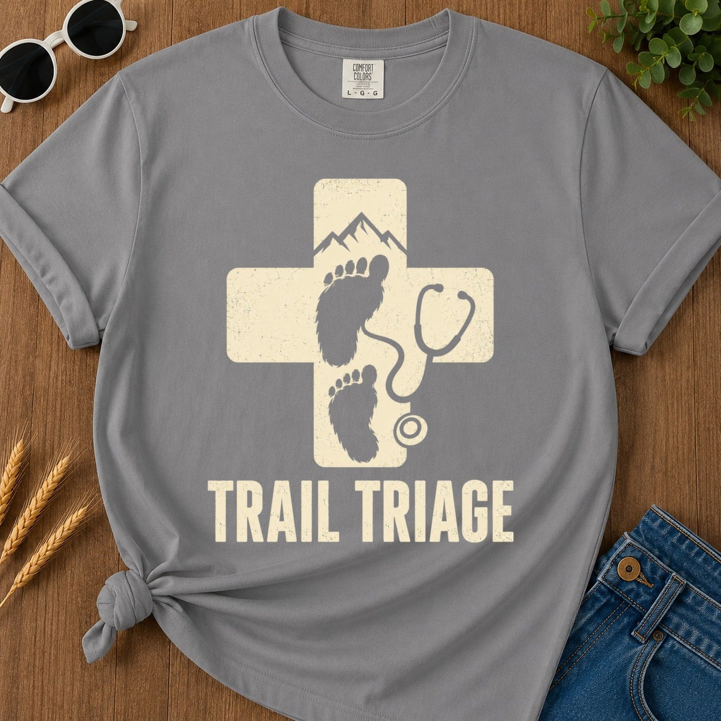 Trail Triage T-shirt - Grey Mockup