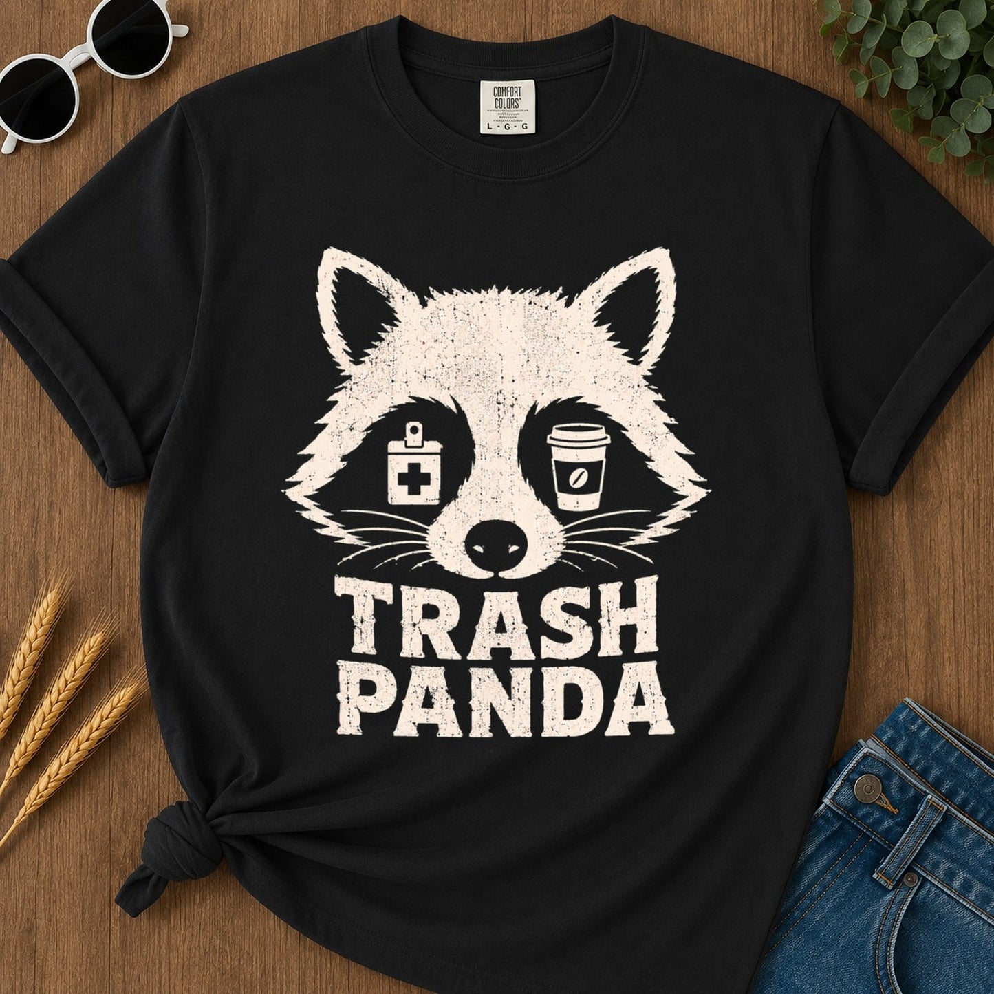 Trash Panda T-shirt - Black Mockup