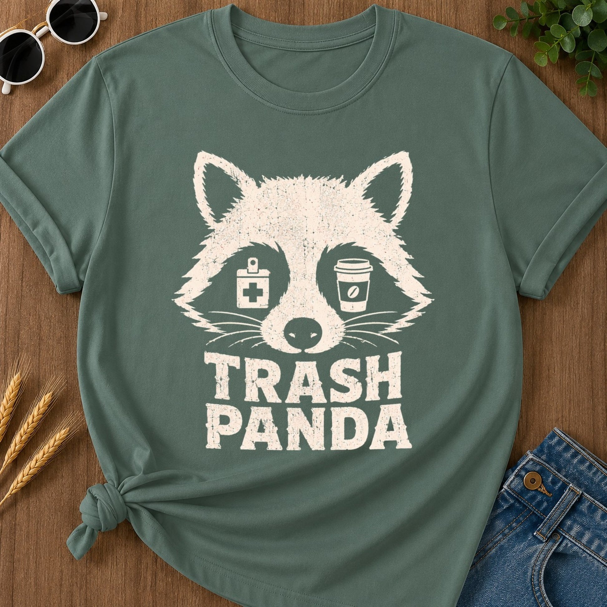 Trash Panda T-shirt - Blue Spruce Mockup