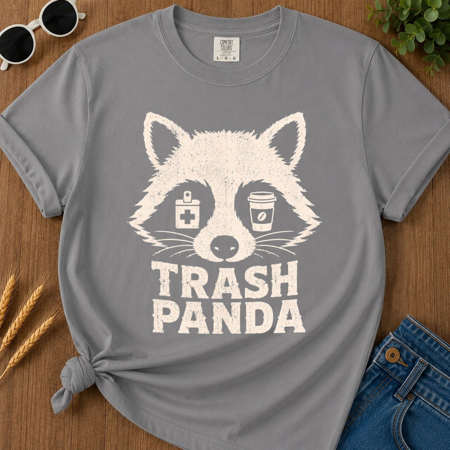 Trash Panda T-shirt - Grey Mockup
