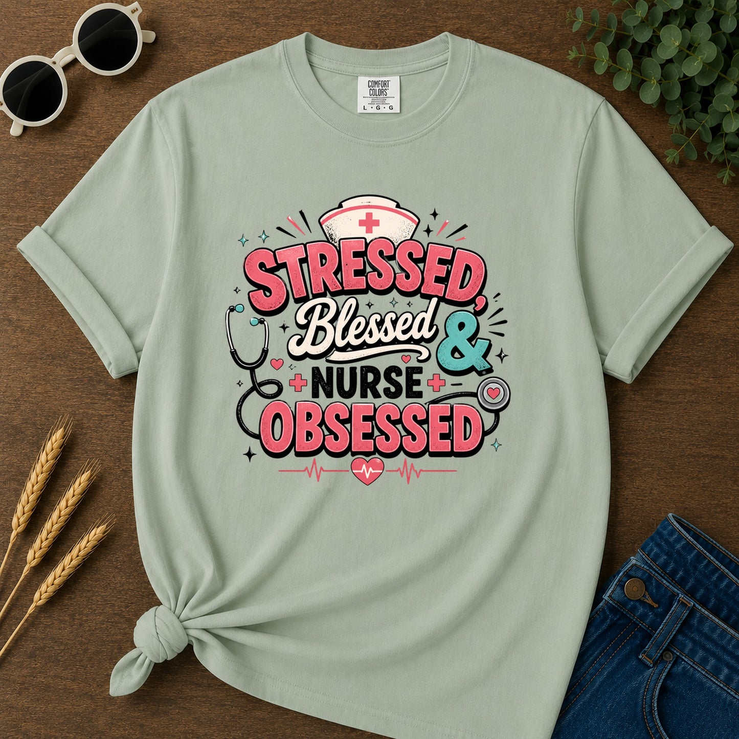 Tressed Blessed & Obsessed T-Shirt - Bay
