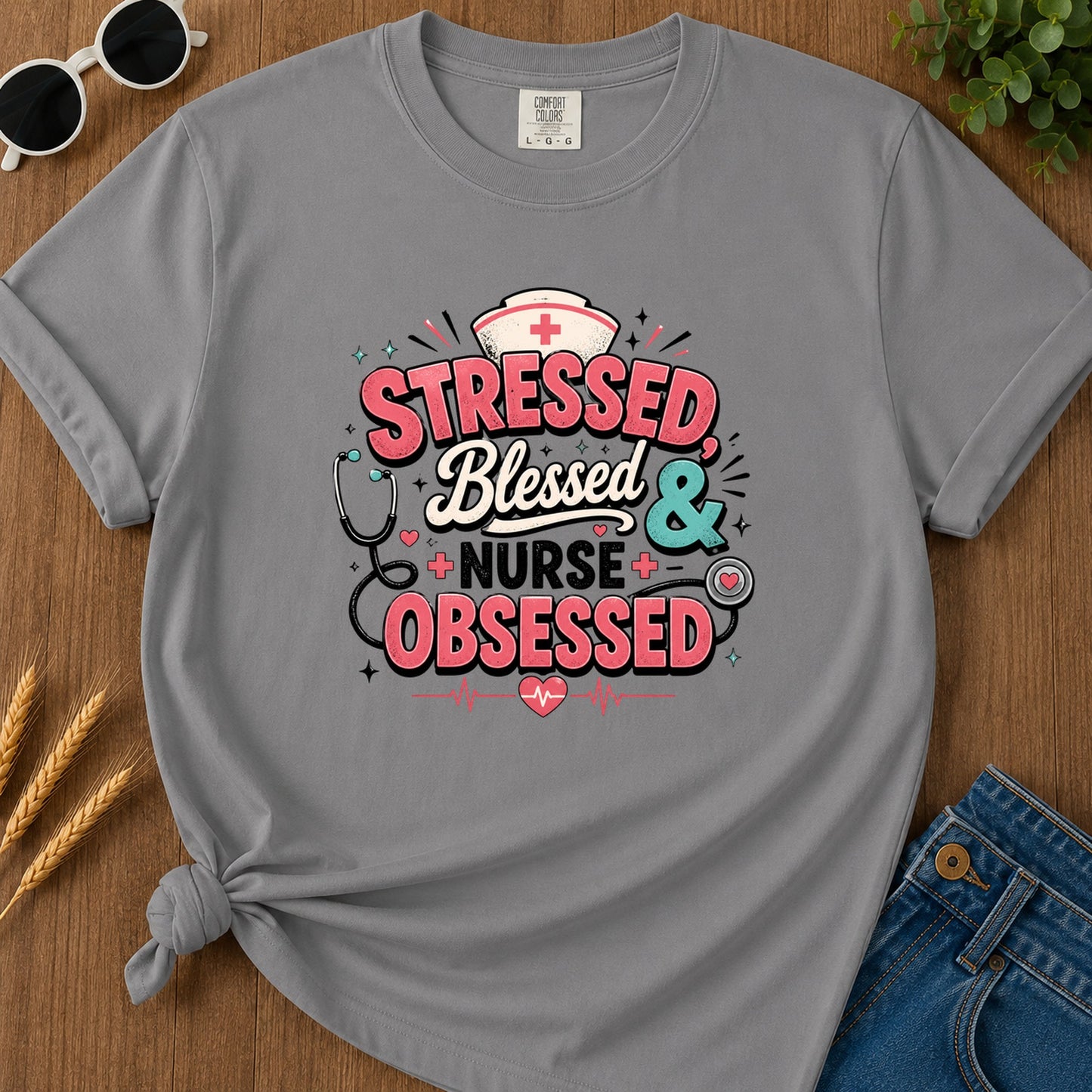 Tressed Blessed & Obsessed T-Shirt - Grey