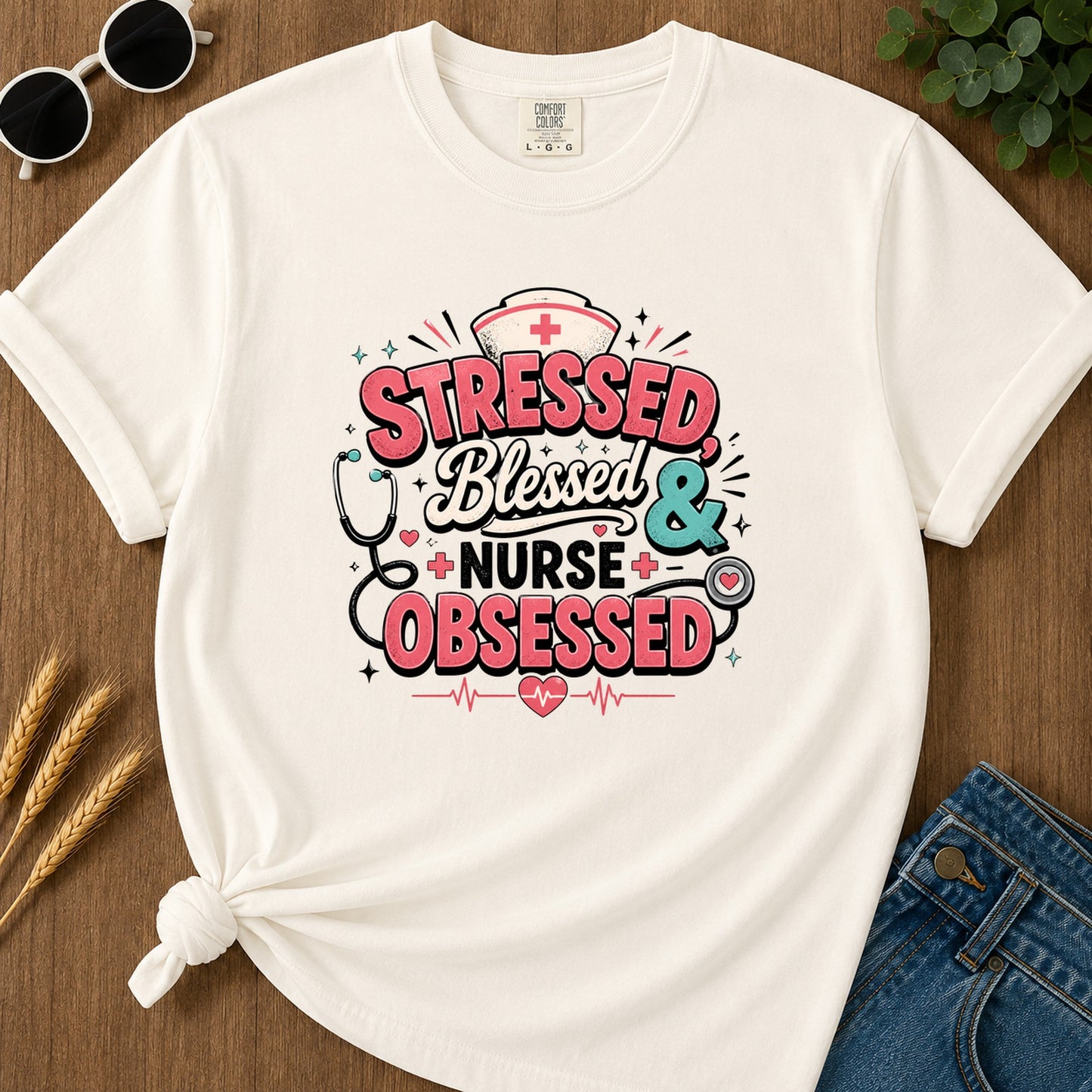 Tressed Blessed & Obsessed T-Shirt - Ivory
