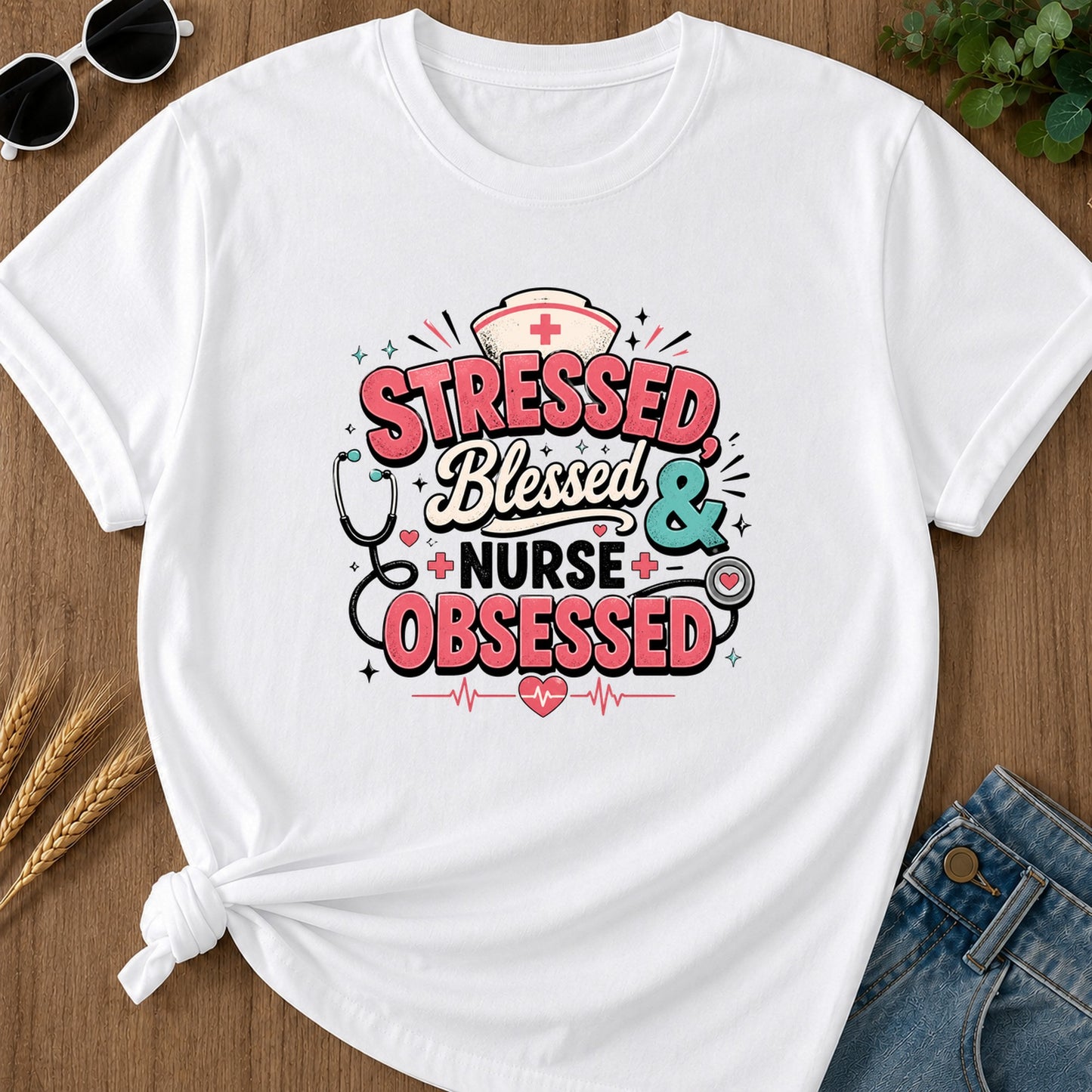 Tressed Blessed & Obsessed T-Shirt - White