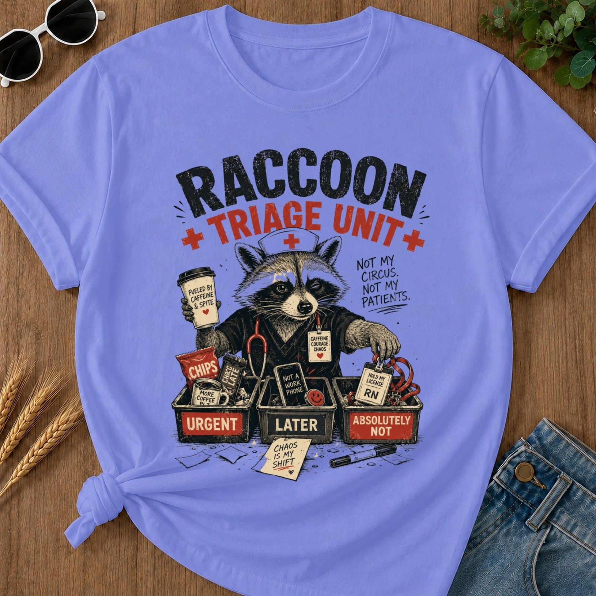 Triage Unit T-shirt - Flo Blue Mockup