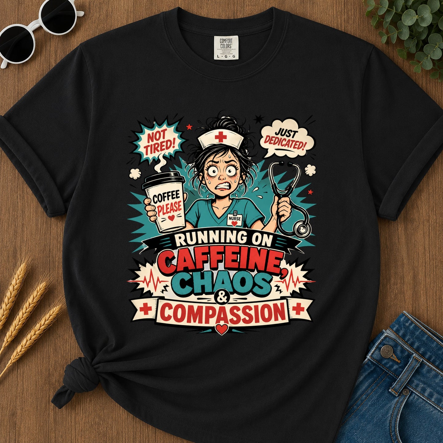 Turning On Caffeine Chaos T-Shirt - Black