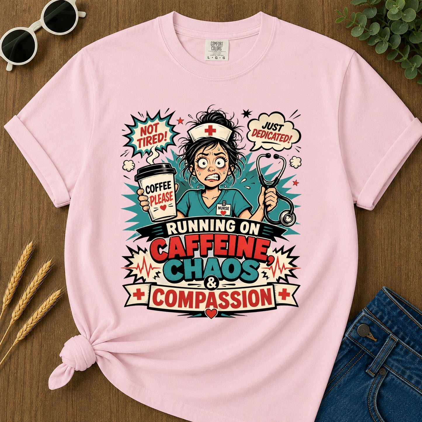 Turning On Caffeine Chaos T-Shirt - Blossom