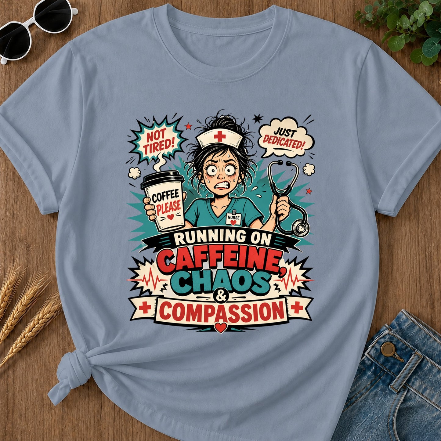 Turning On Caffeine Chaos T-Shirt - Blue Jean