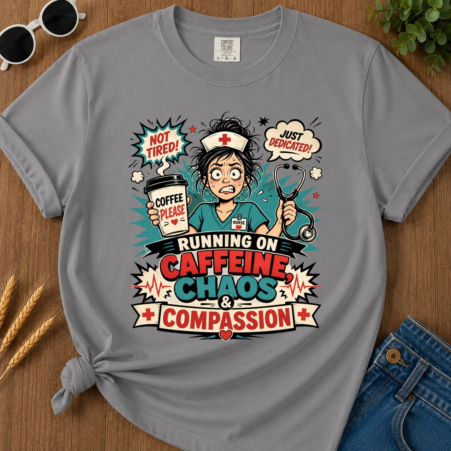 Turning On Caffeine Chaos T-Shirt - Grey