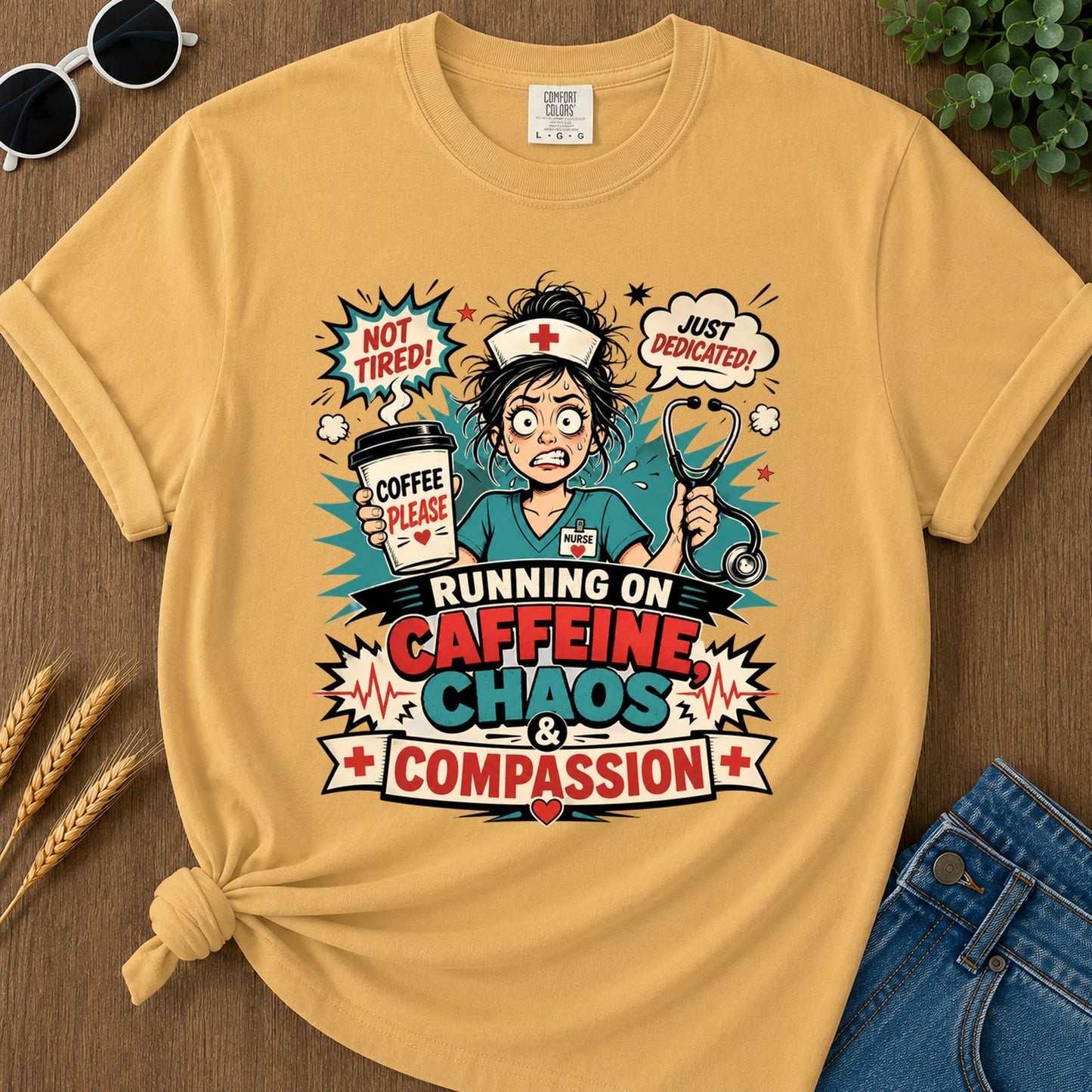 Turning On Caffeine Chaos T-Shirt - Mustard