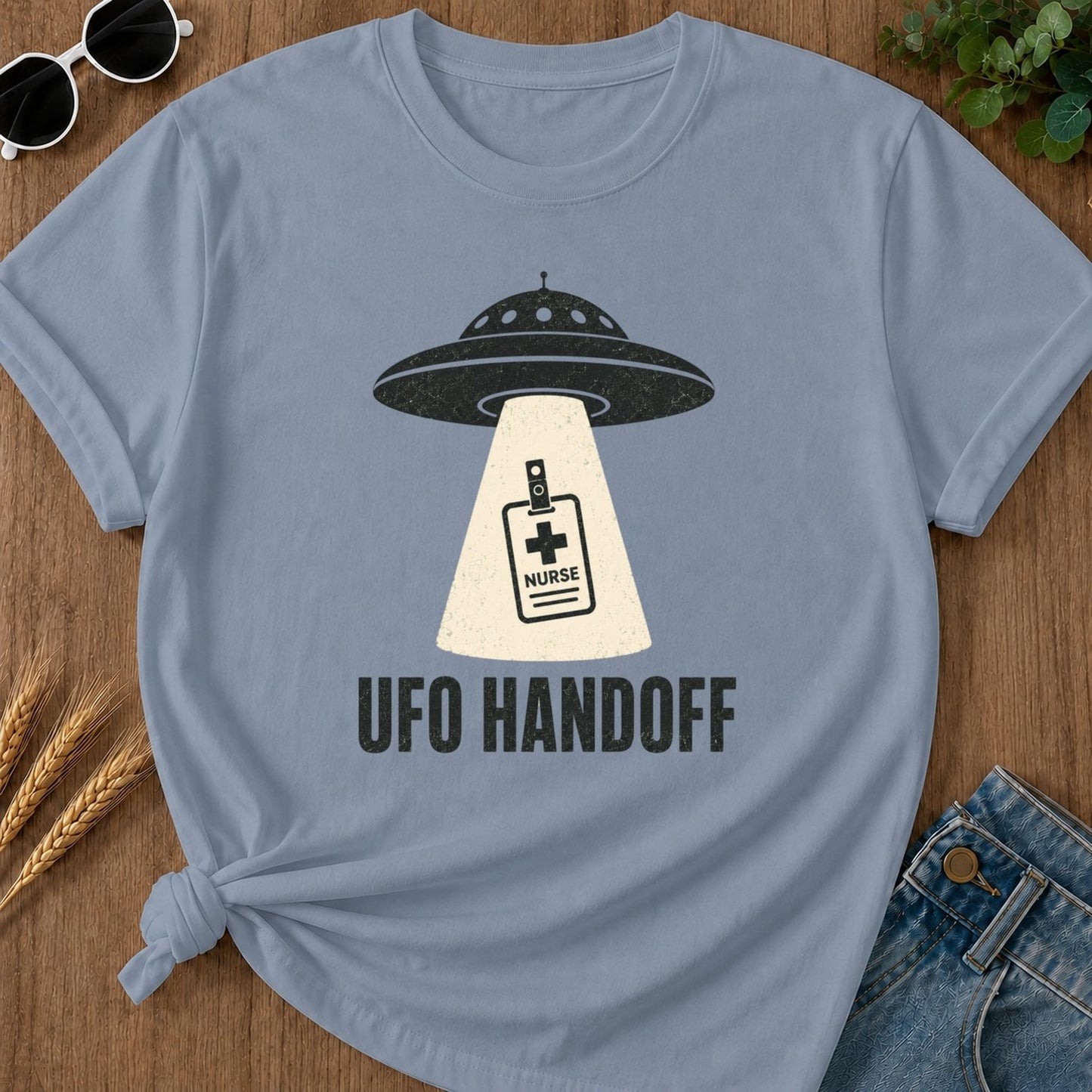 Ufo Handoff T-shirt - Blue Jean Mockup