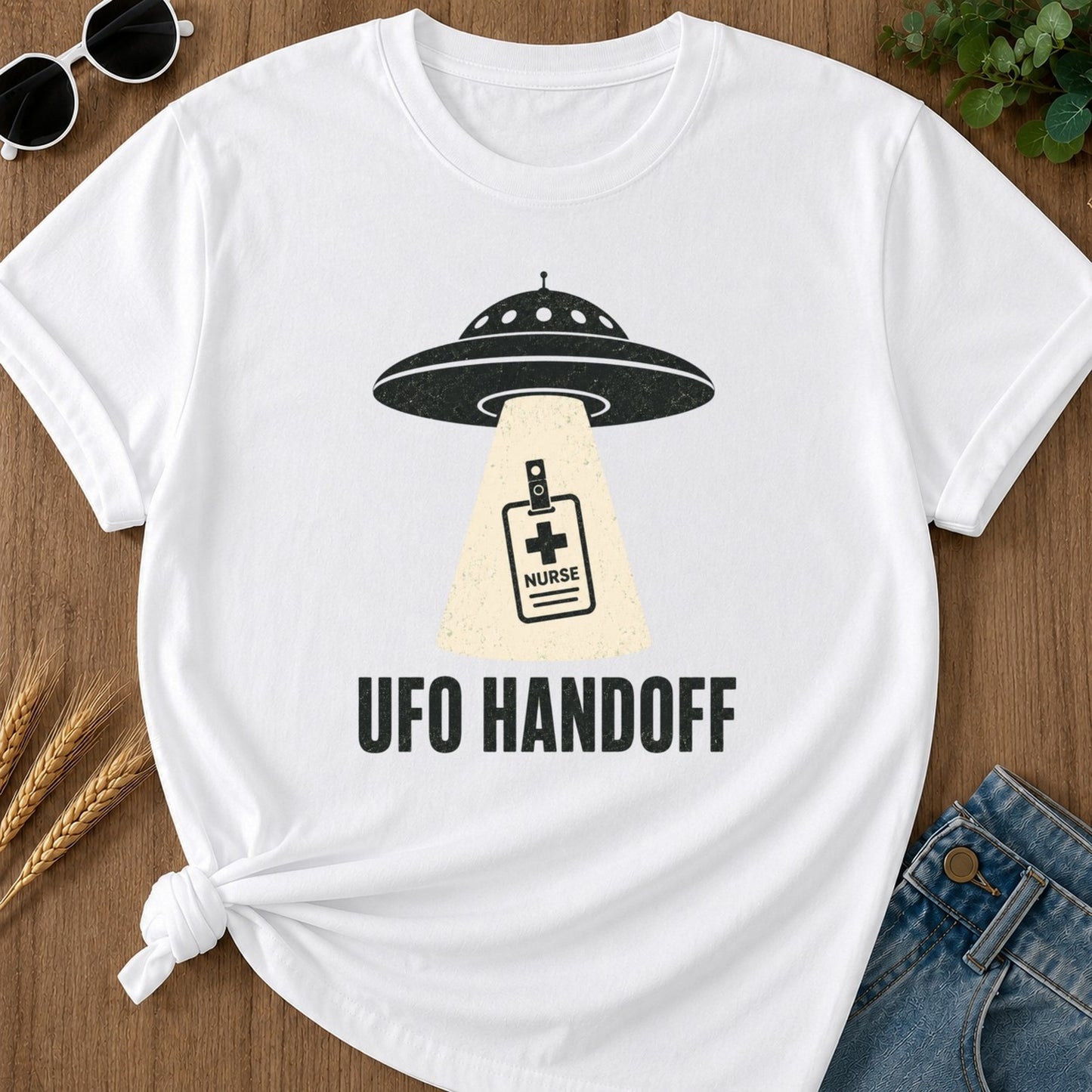Ufo Handoff T-shirt - White Mockup