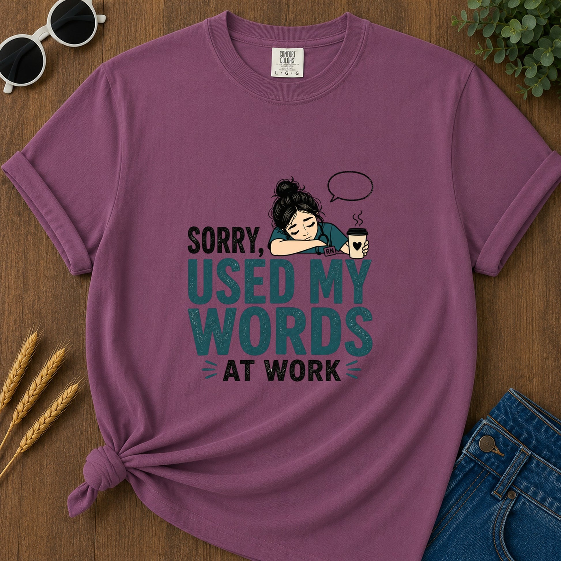 Used My Words At Work T-Shirt - Berry
