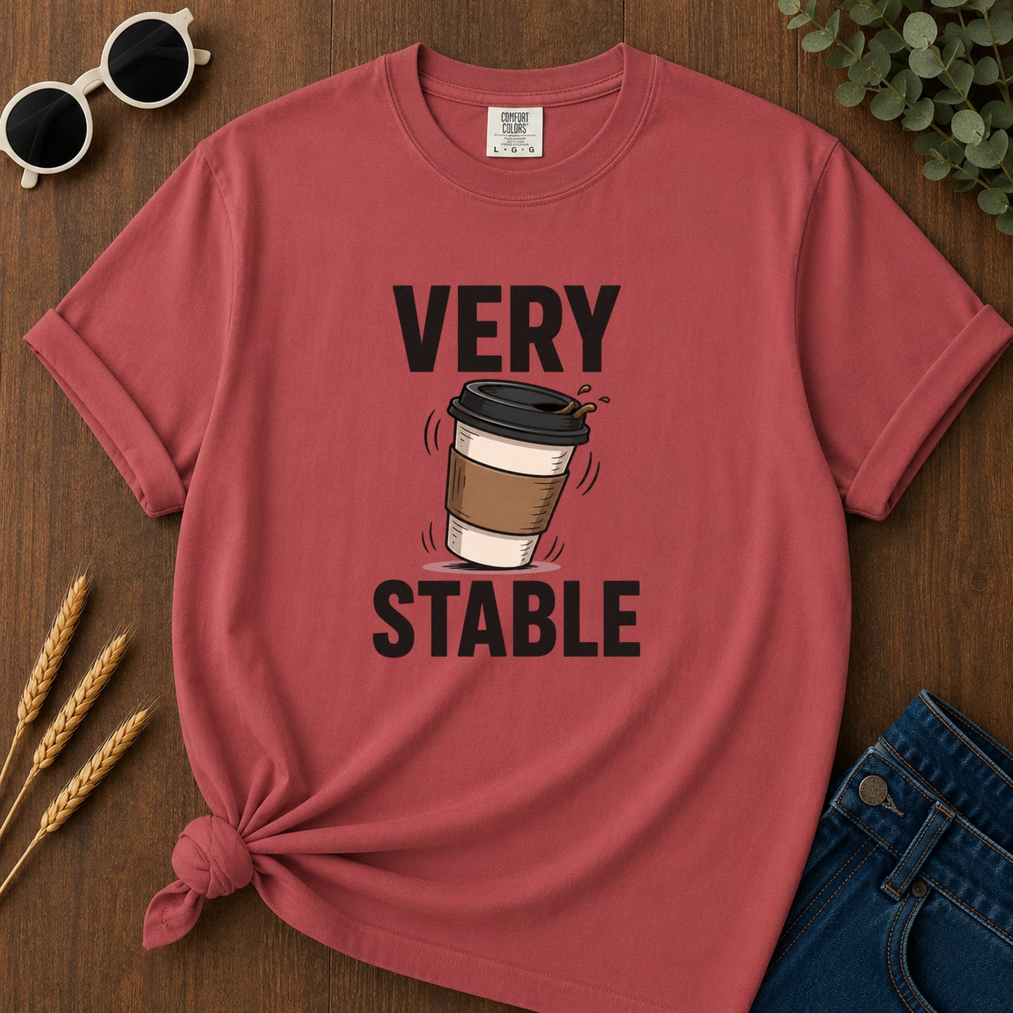 Very Stable Coffee T-Shirt - Crimson