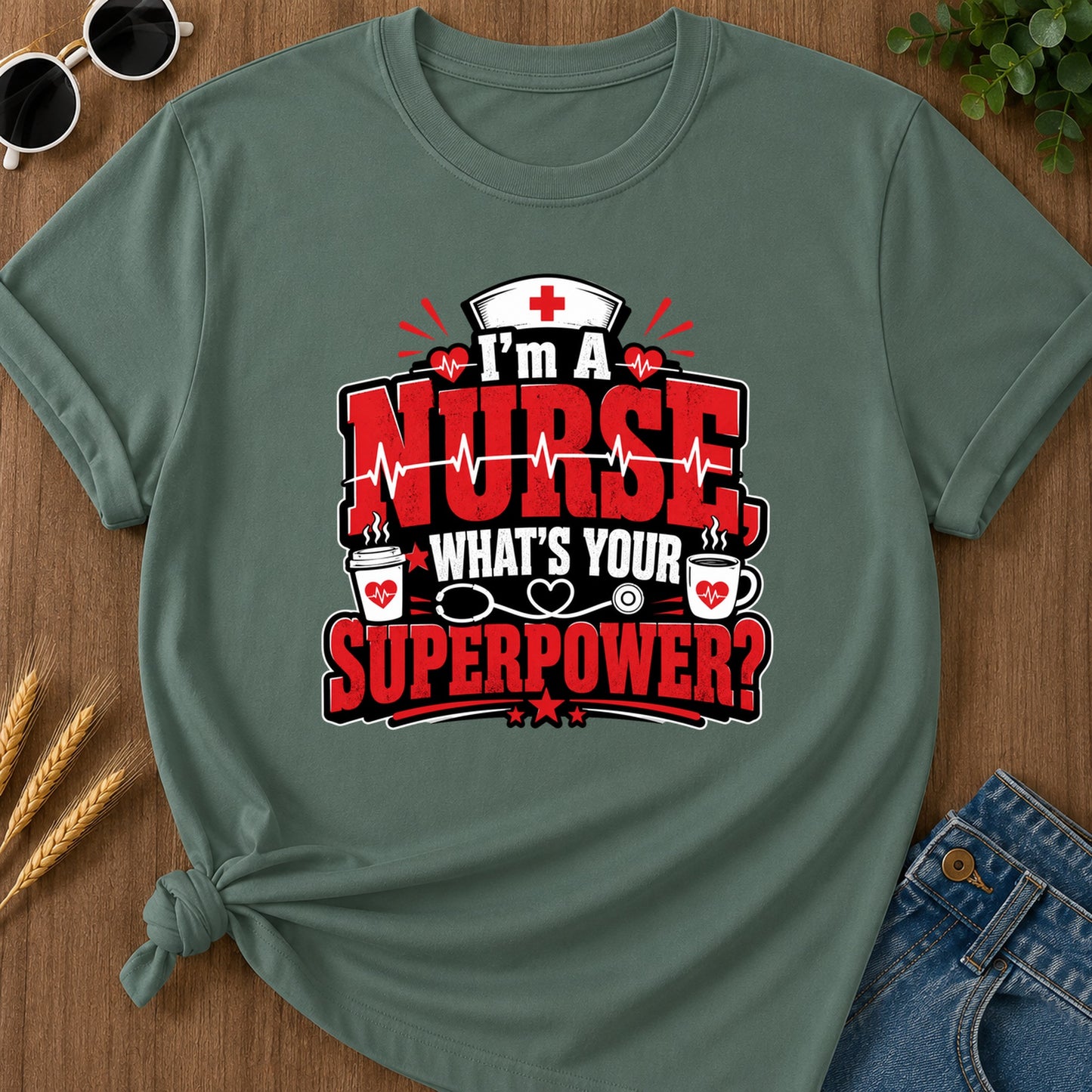 Whats Your Superpower T-Shirt - Blue Spruce
