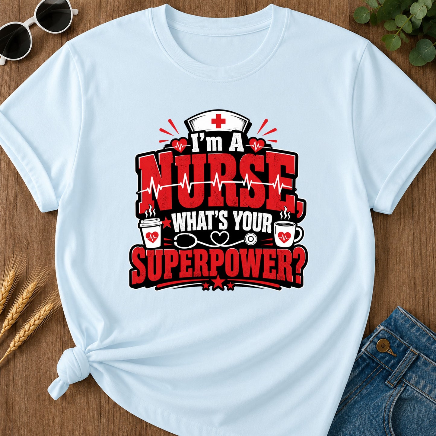 Whats Your Superpower T-Shirt - Chambray