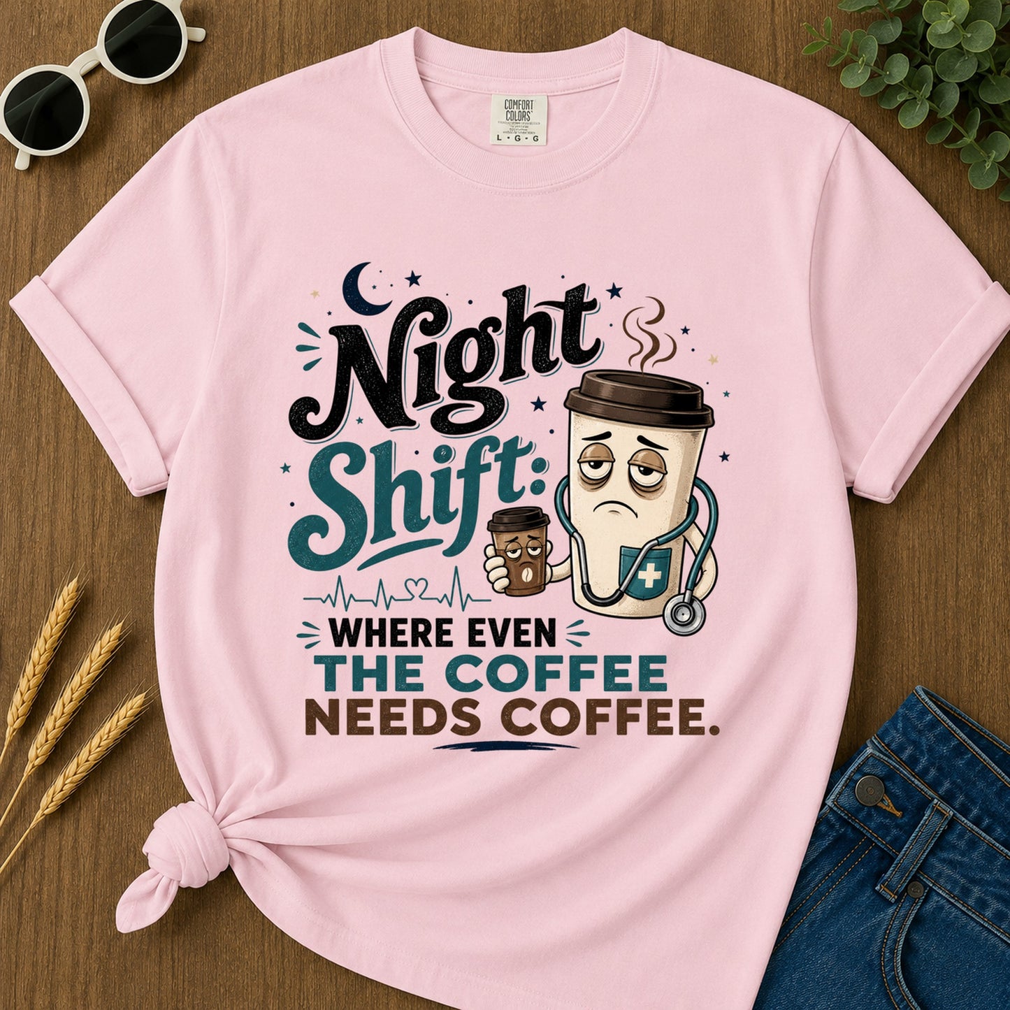 Where Even Coffee Needs Coffee T-Shirt - Blossom