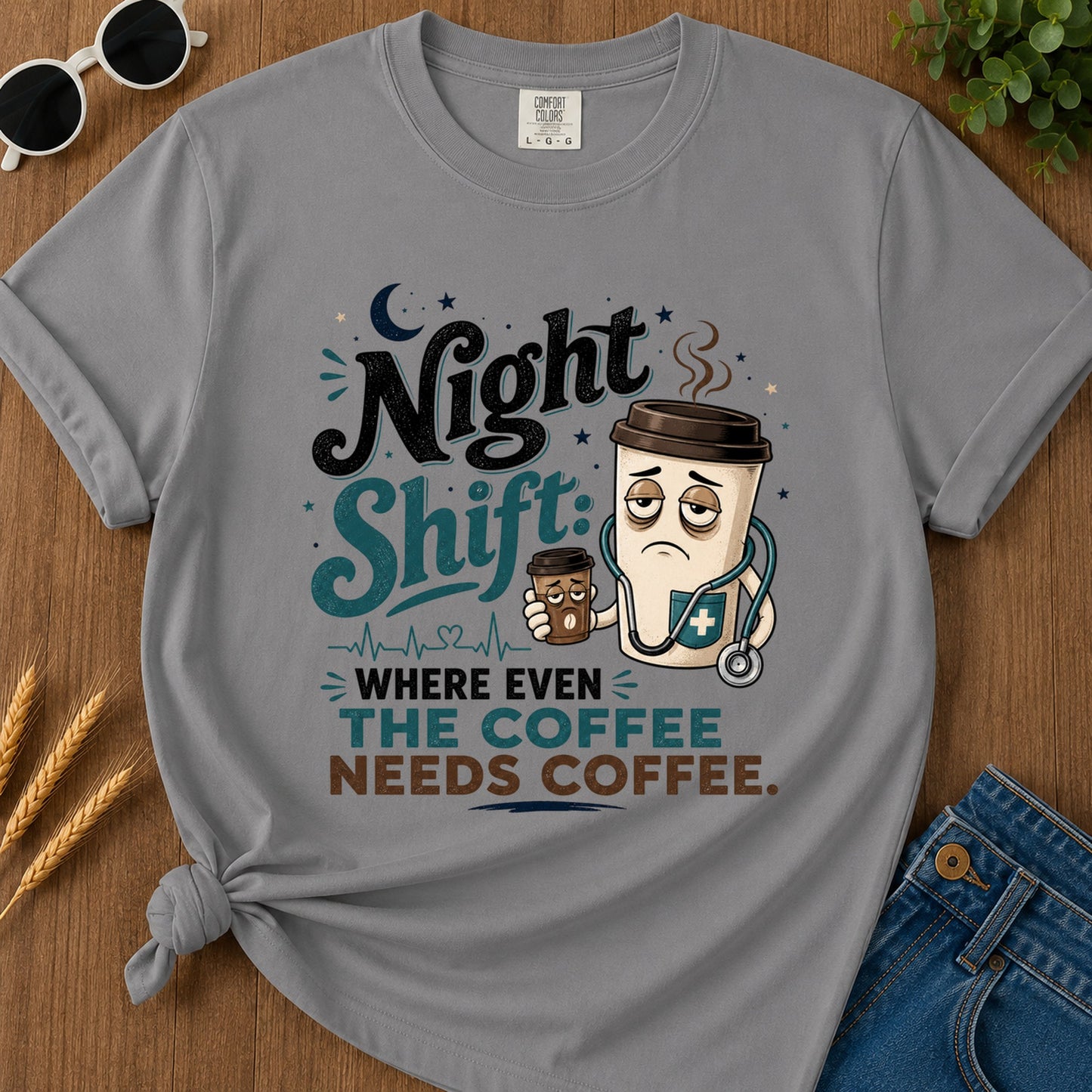 Where Even Coffee Needs Coffee T-Shirt - Grey