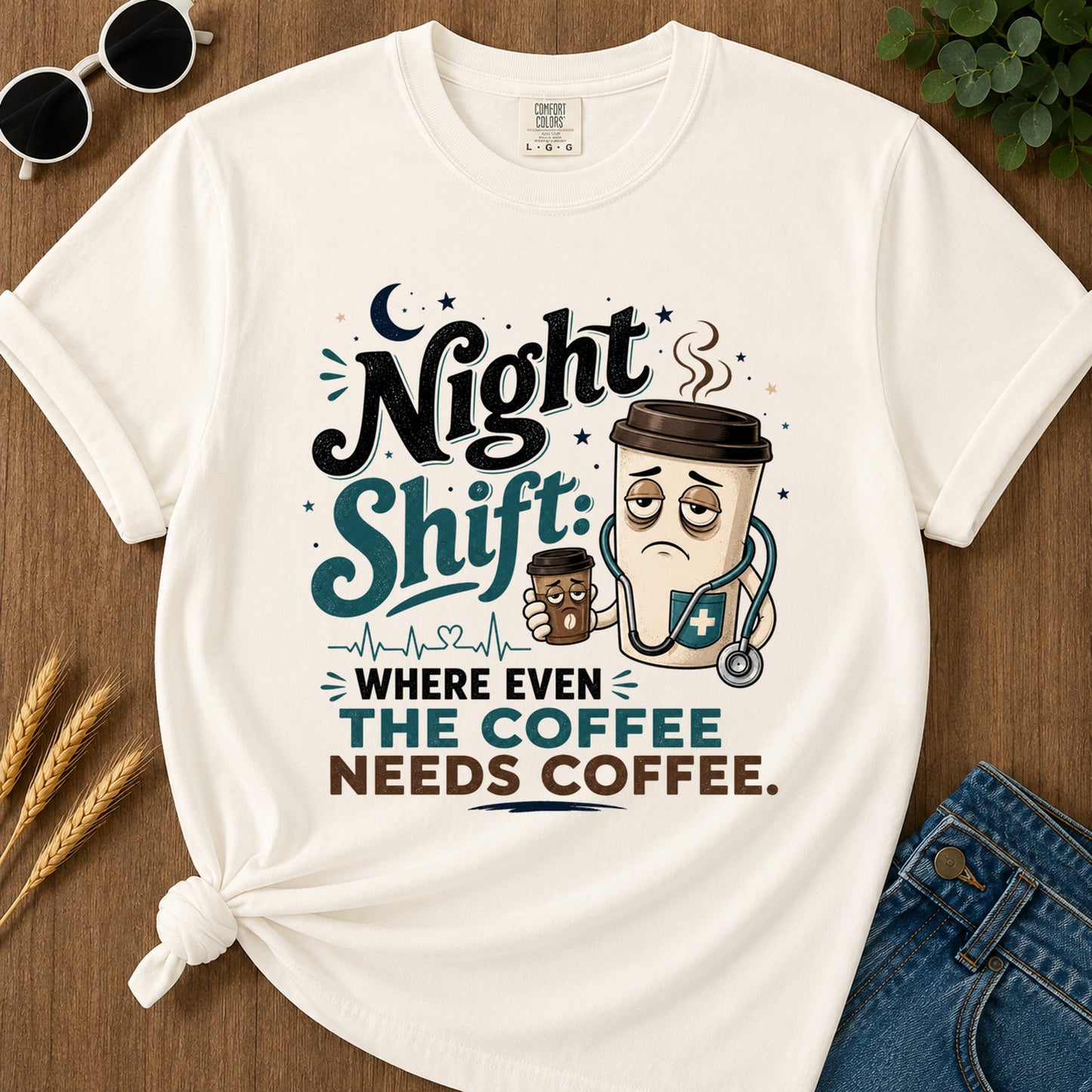 Where Even Coffee Needs Coffee T-Shirt - Ivory