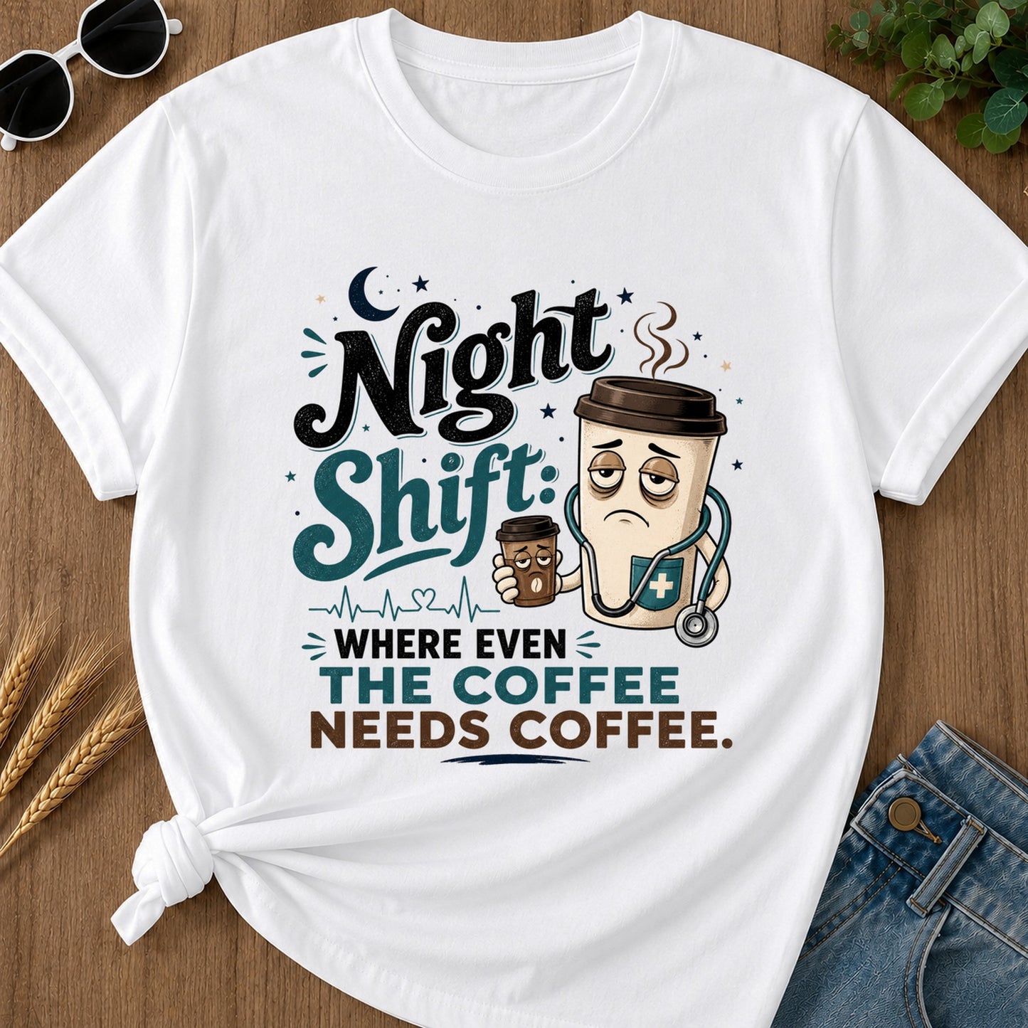 Where Even Coffee Needs Coffee T-Shirt - White
