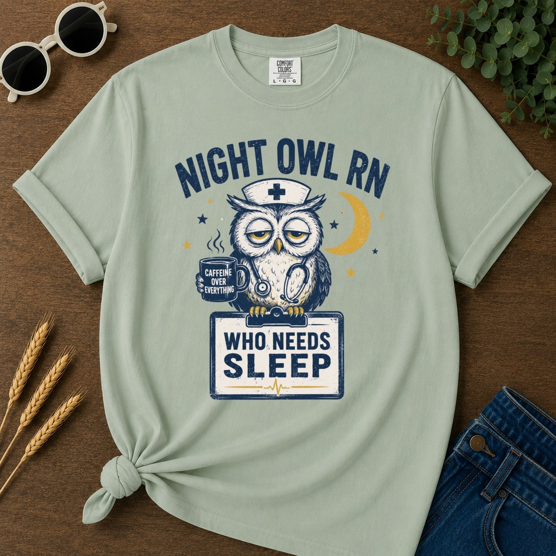Who Needs Sleep T-shirt - Bay Mockup