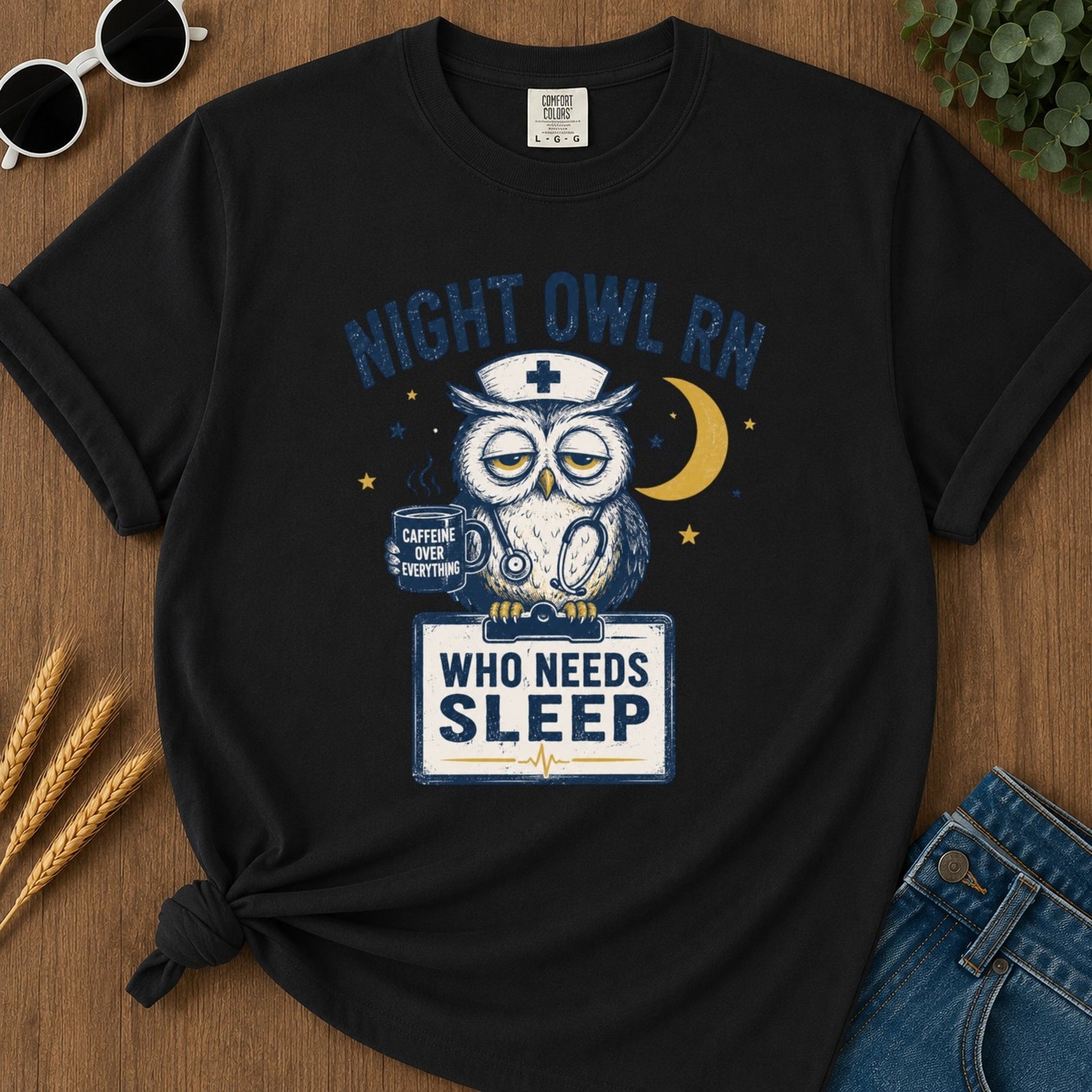 Who Needs Sleep T-shirt - Black Mockup