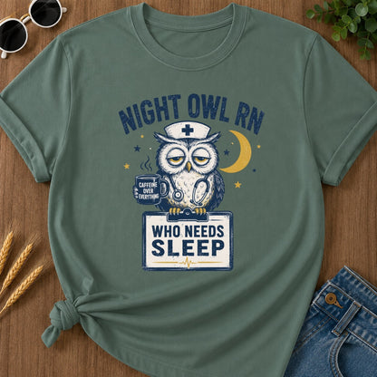 Who Needs Sleep T-shirt - Blue Spruce Mockup