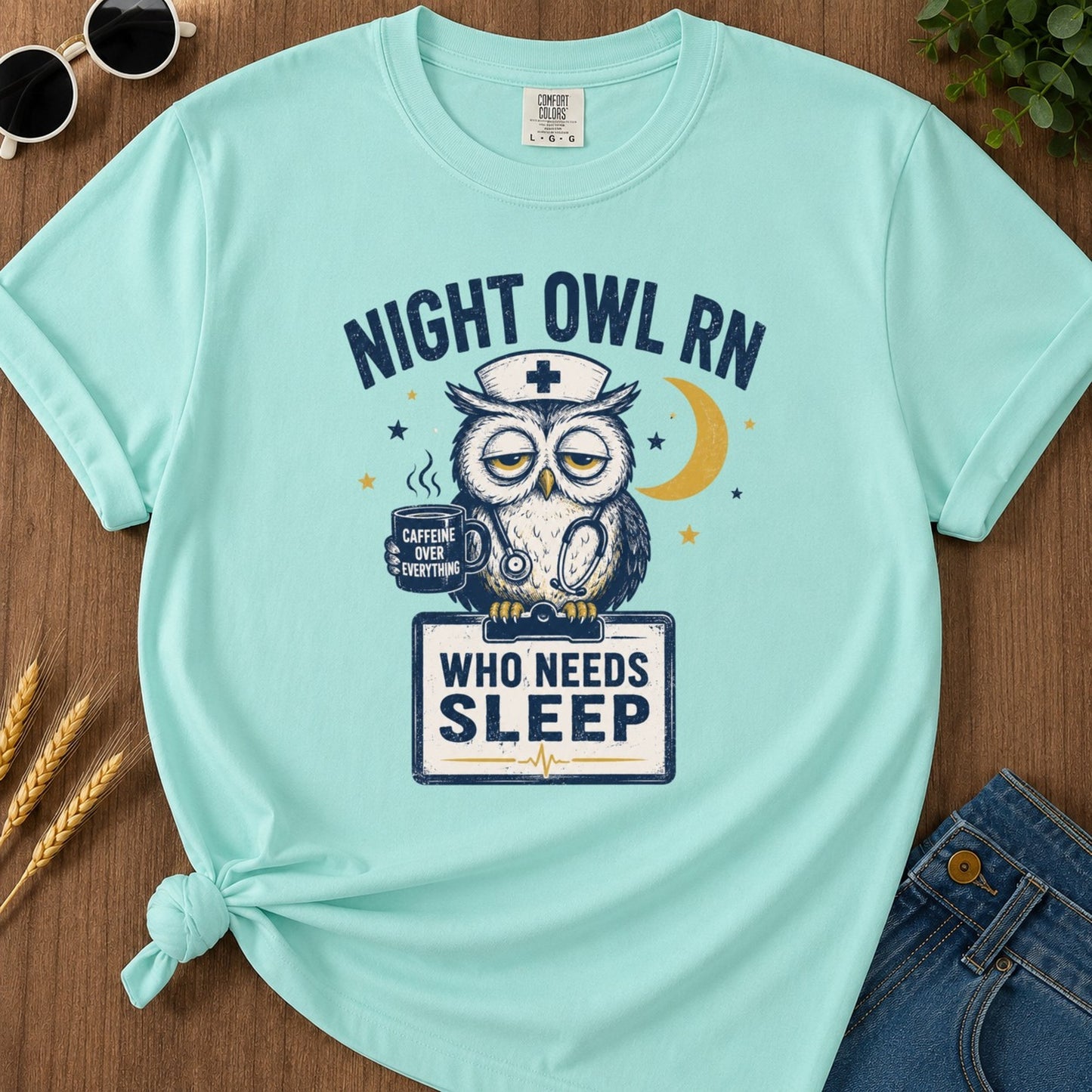 Who Needs Sleep T-shirt - Chalky Mint Mockup