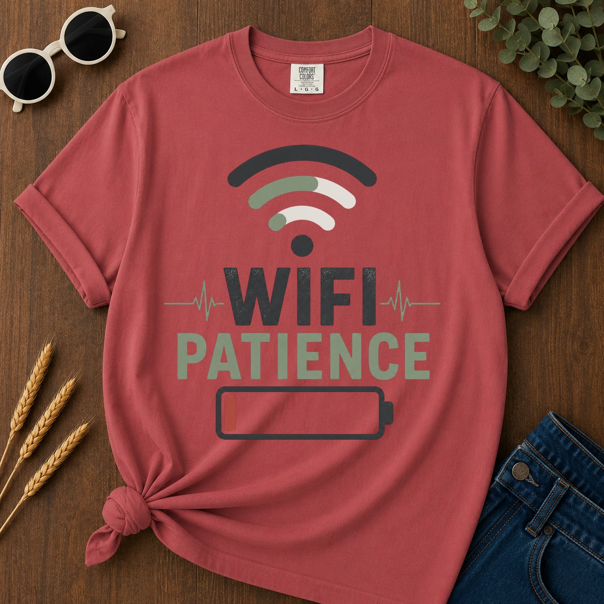 Wifi Patience T-Shirt - Crimson