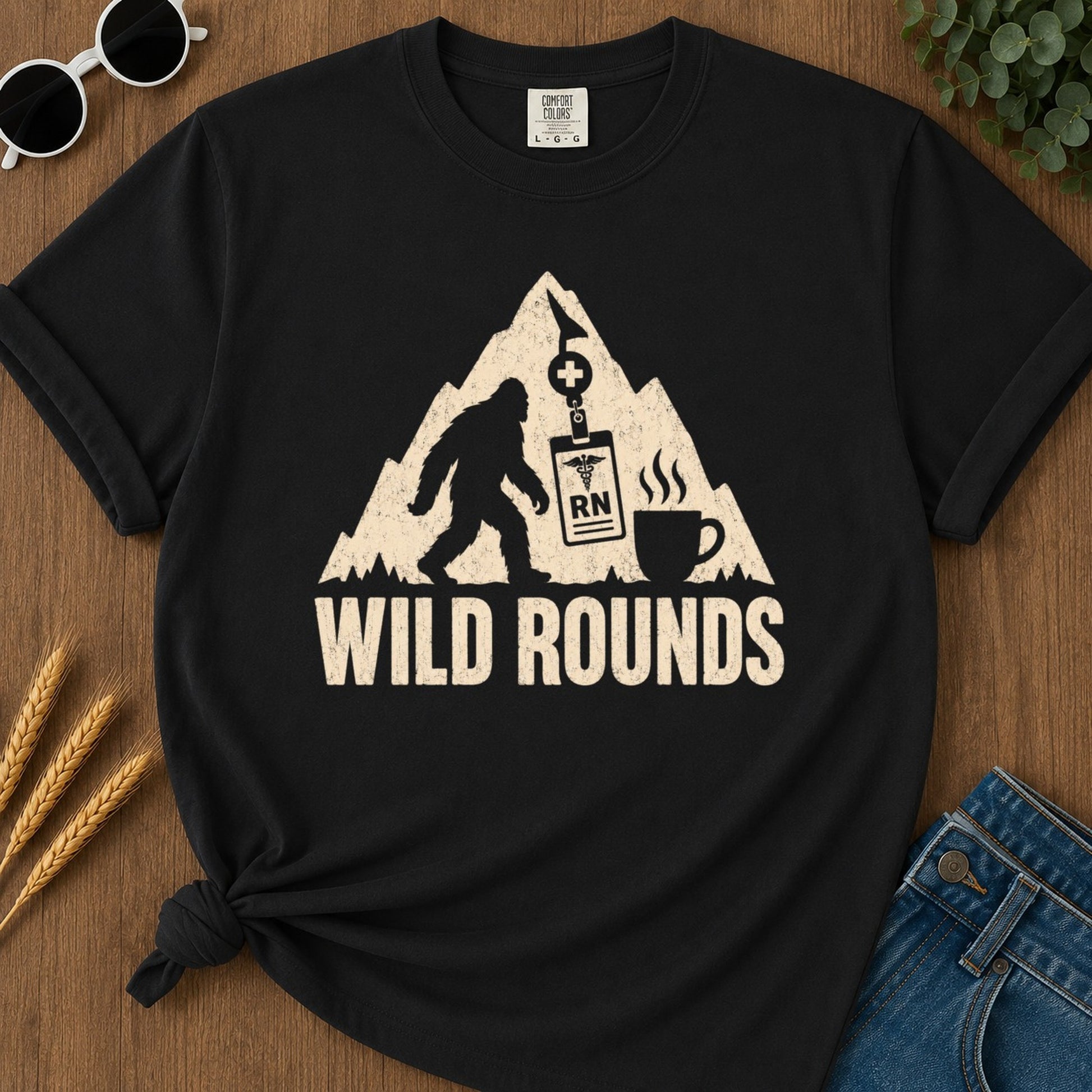 Wild Rounds T-shirt - Black Mockup