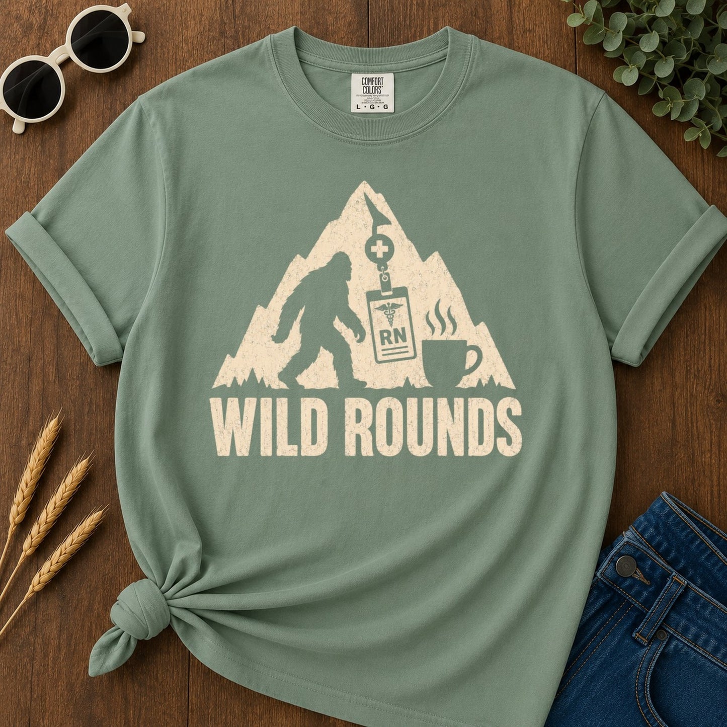 Wild Rounds T-shirt - Light Green Mockup