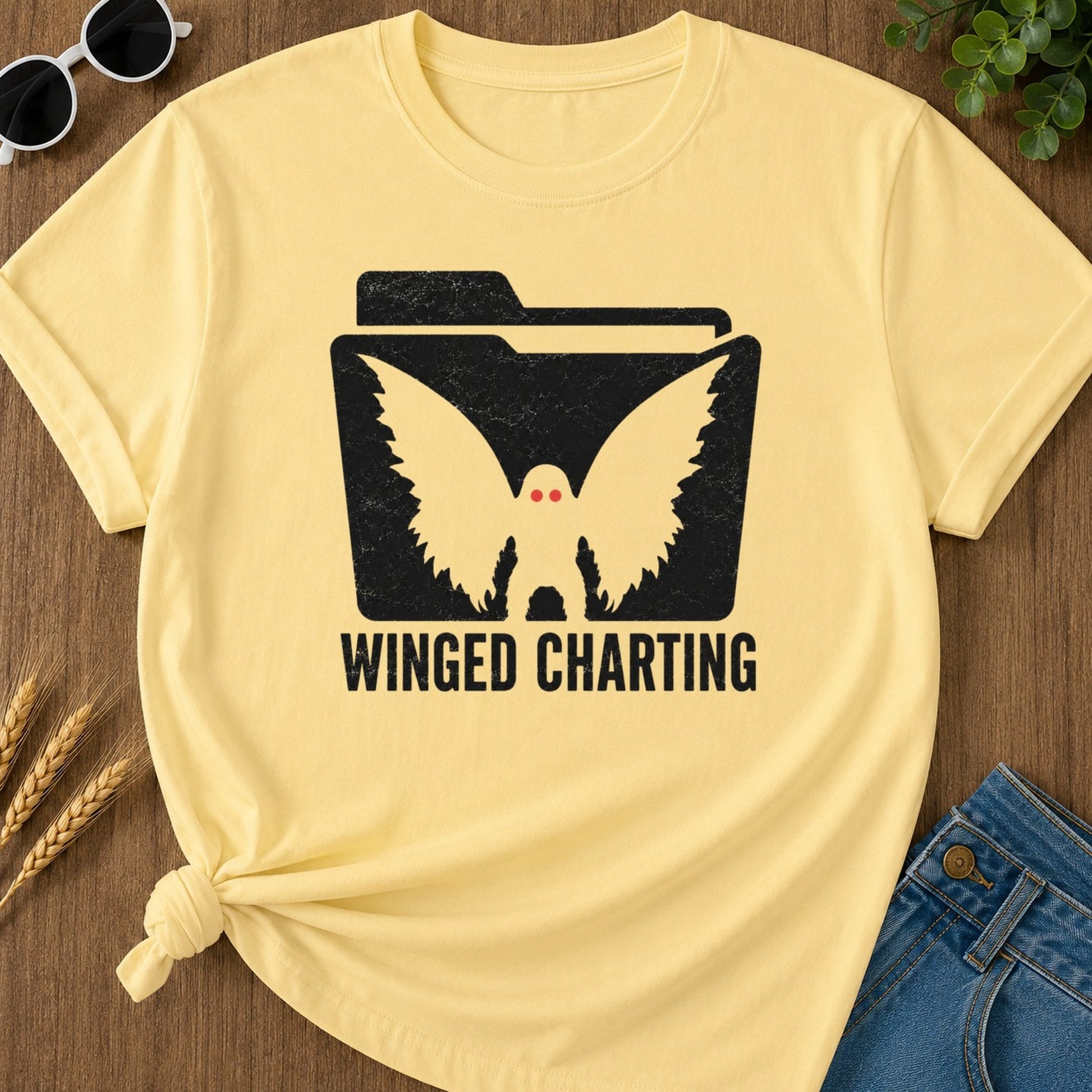 Winged Charting T-shirt - Butter Mockup