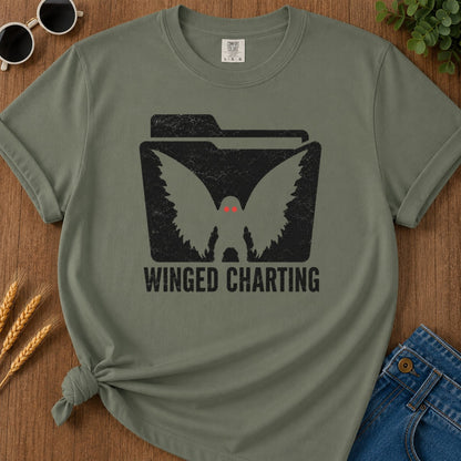 Winged Charting T-shirt - Moss Mockup