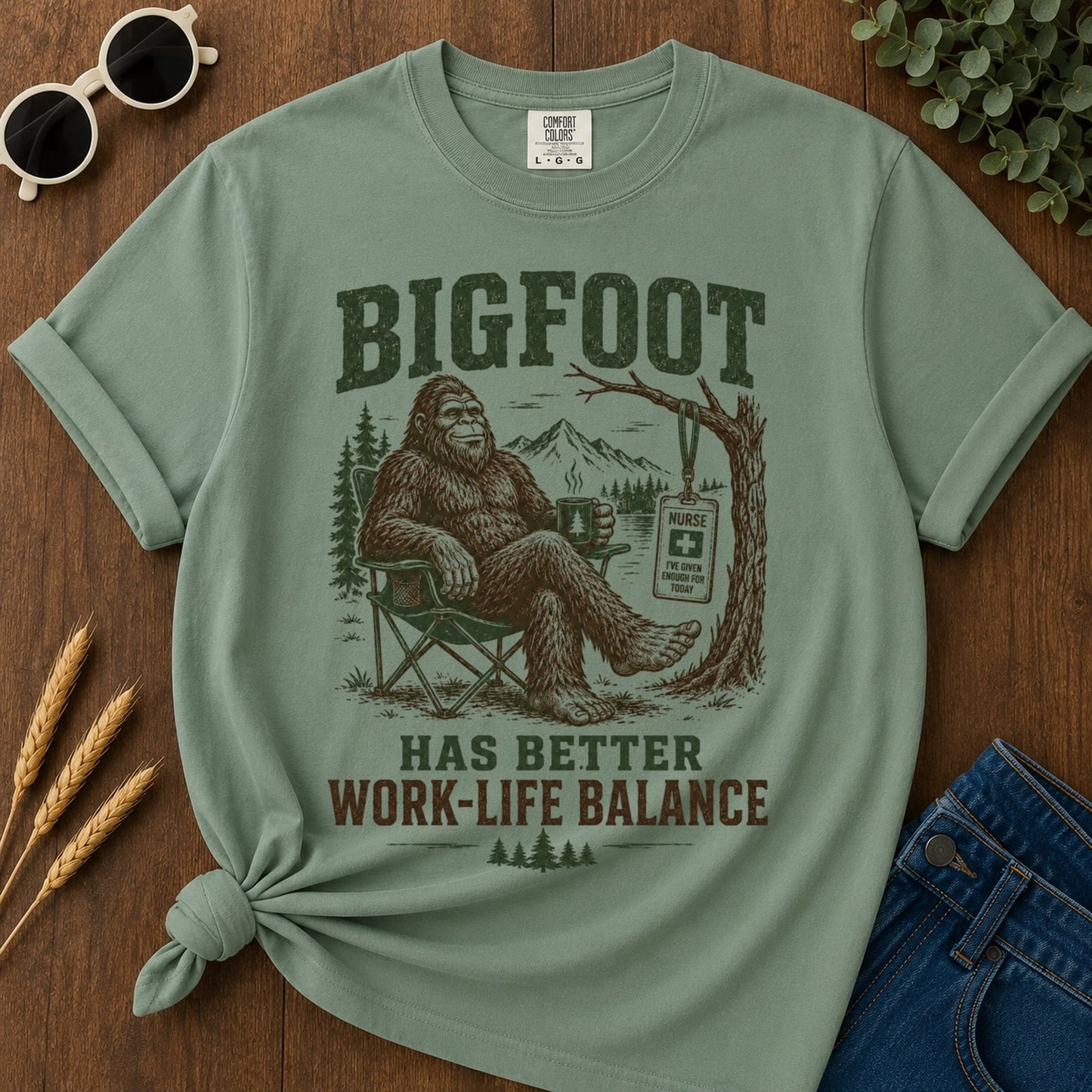 Work Life Balance T-shirt - Light Green Mockup