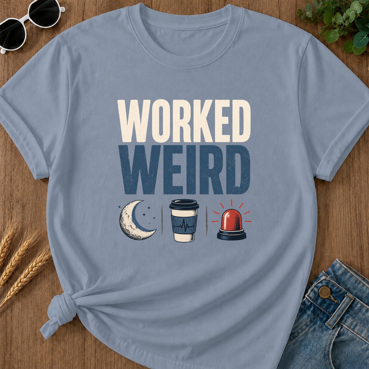 Worked Weird T-Shirt - Blue Jean