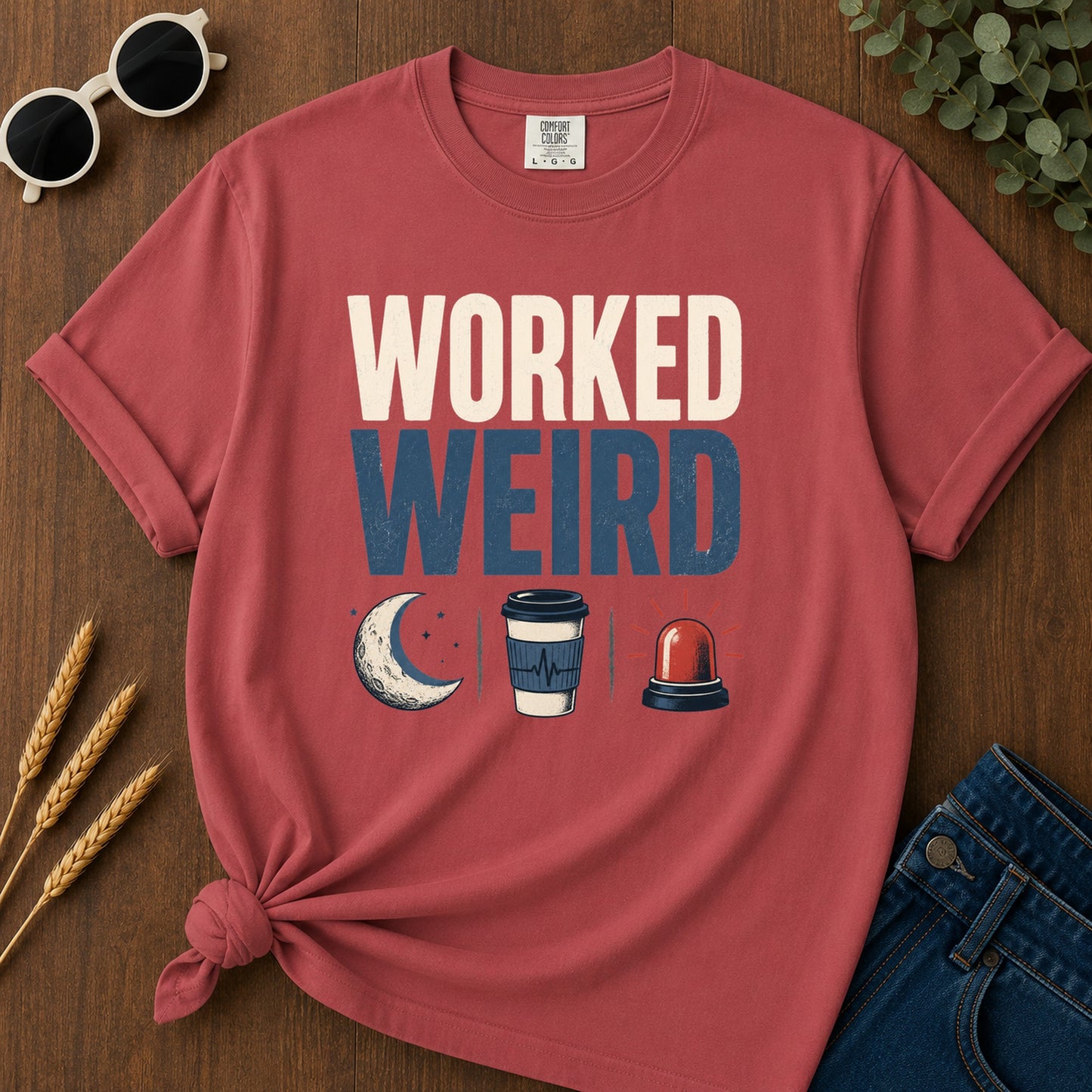 Worked Weird T-Shirt - Crimson