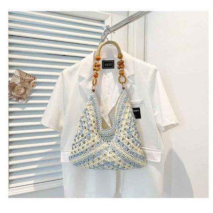 Woven Straw Tote Bag — Foldable Beach Essential - RAYZORA